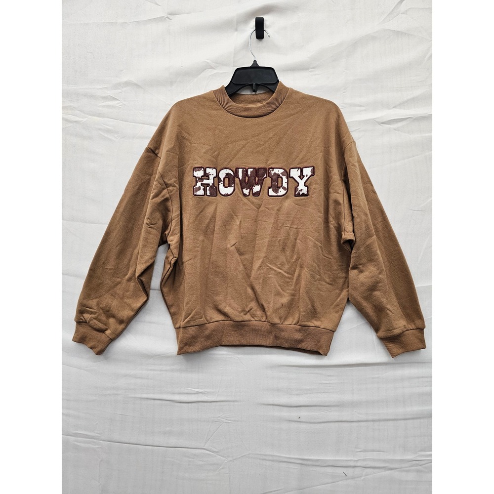 Special Thanks Howdy Cow Print Graphic Sweatshirt Brown‎ XXS STQ001A